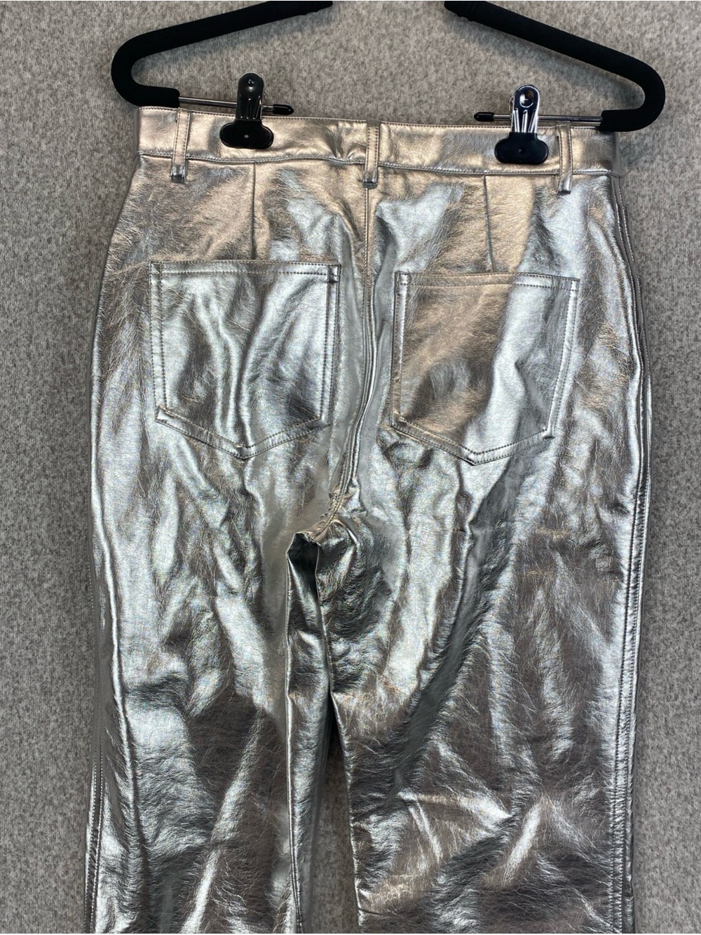 Gianni Bini Tatania Metallic Silver Pants Sz 26 Mod Retro Disco Punk - Picture 8 of 11